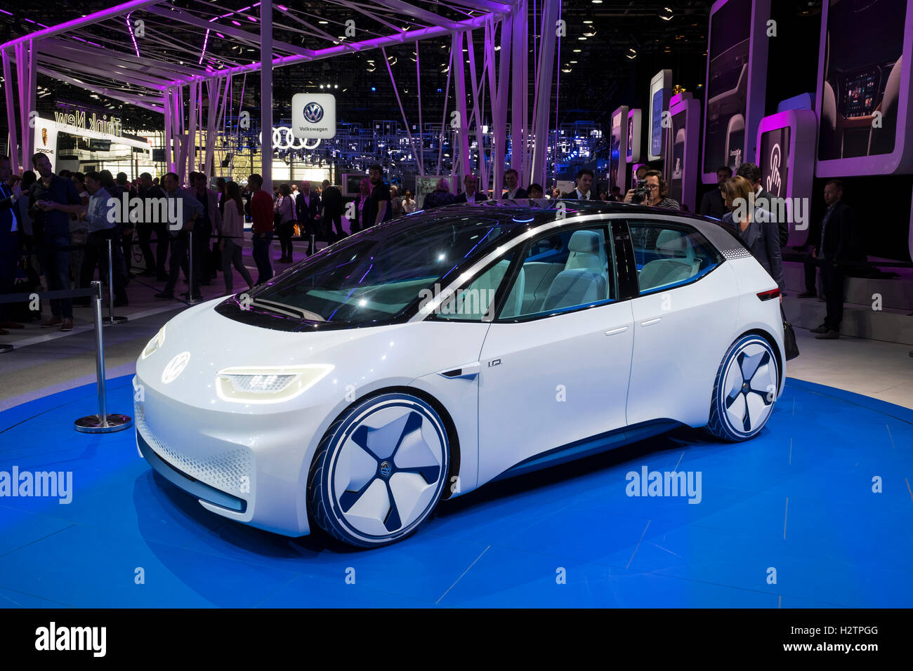 New Volkswagen ID electric plug-in concept vehicle at Paris Motor Show 2016 Stock Photo