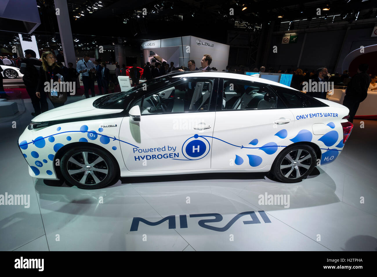 Toyota Mirai hydrogen fuel-cell vehicle at Paris Motor Show 2016 Stock Photo