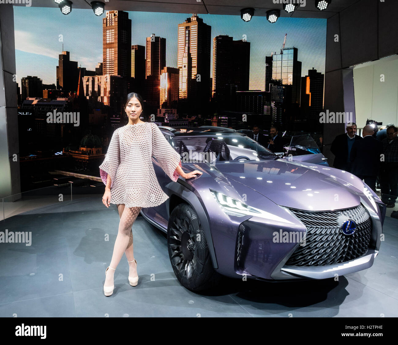 Lexus UX concept crossover vehicle at world premiere at Paris Motor Show 2016 Stock Photo