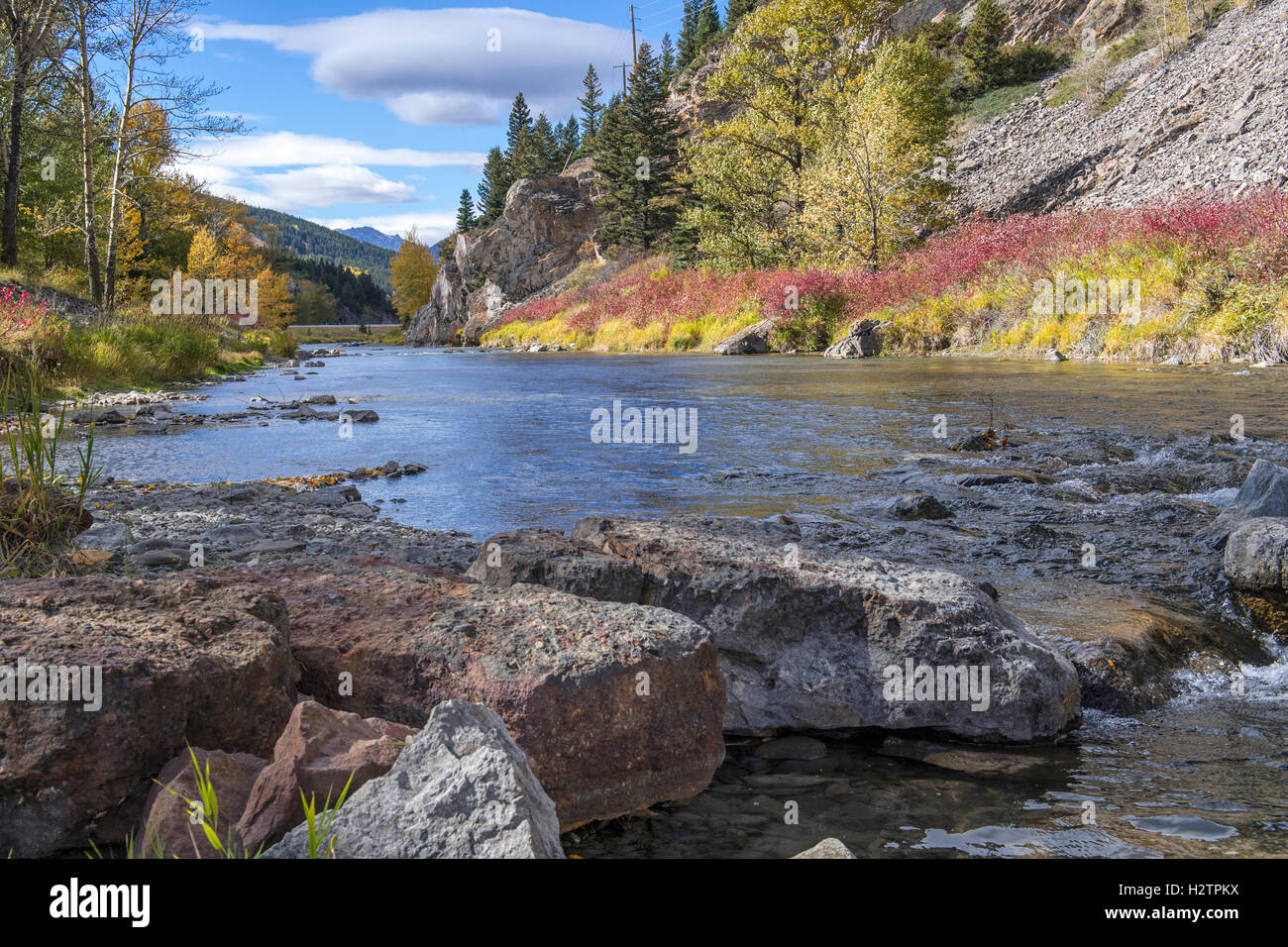 Crowsnest River in Crowsnest Pass Alberta Canada Stock Photo - Alamy