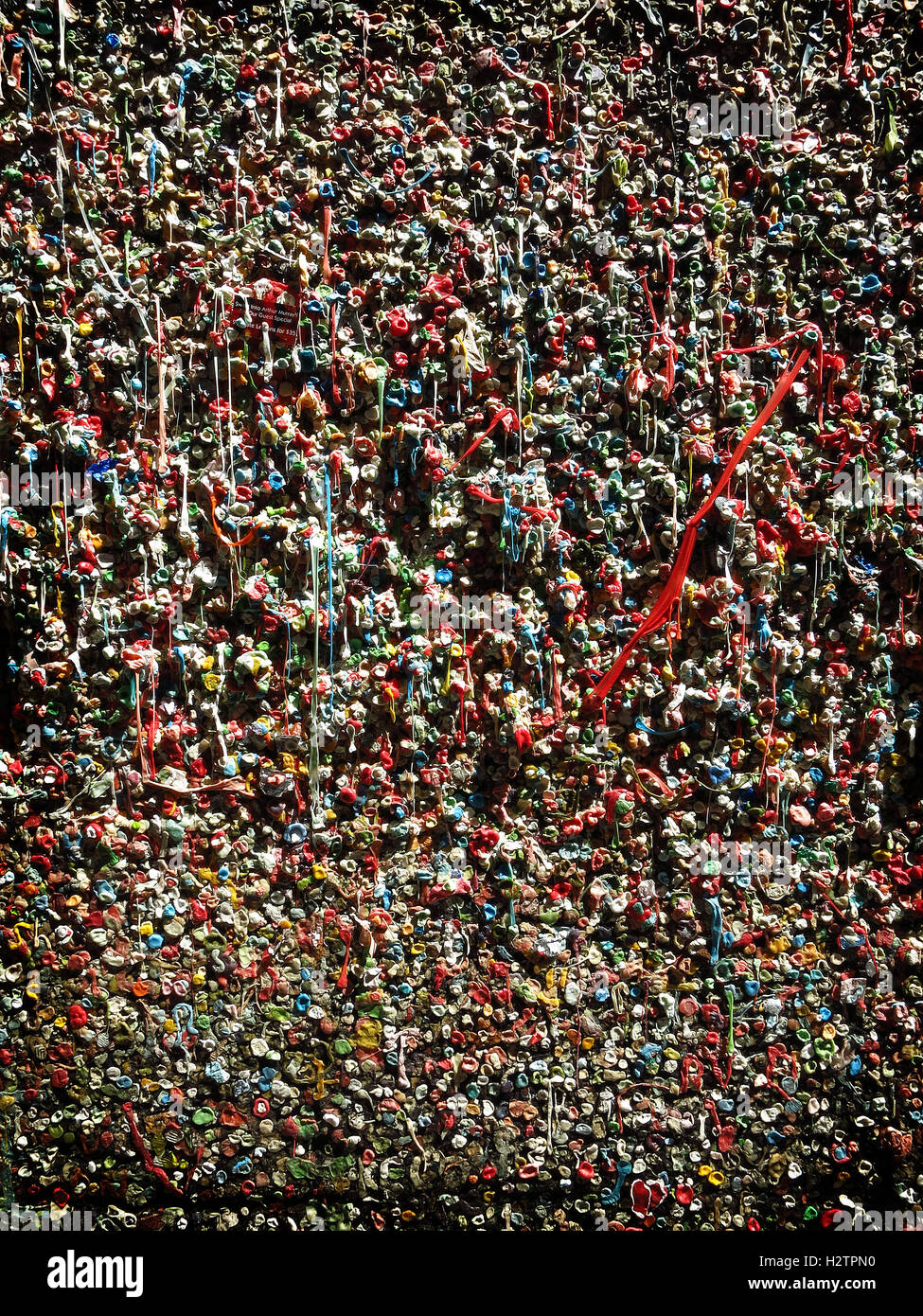 Detail of Gum Wall near Pikes Place Market in Seattle Washington USA Stock Photo