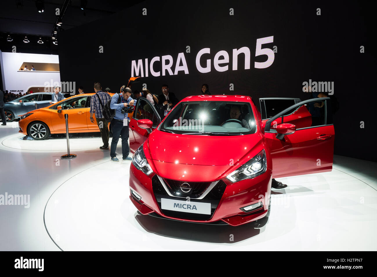 Launch of 5th generation Nissan Micra at Paris Motor Show 2016 Stock Photo