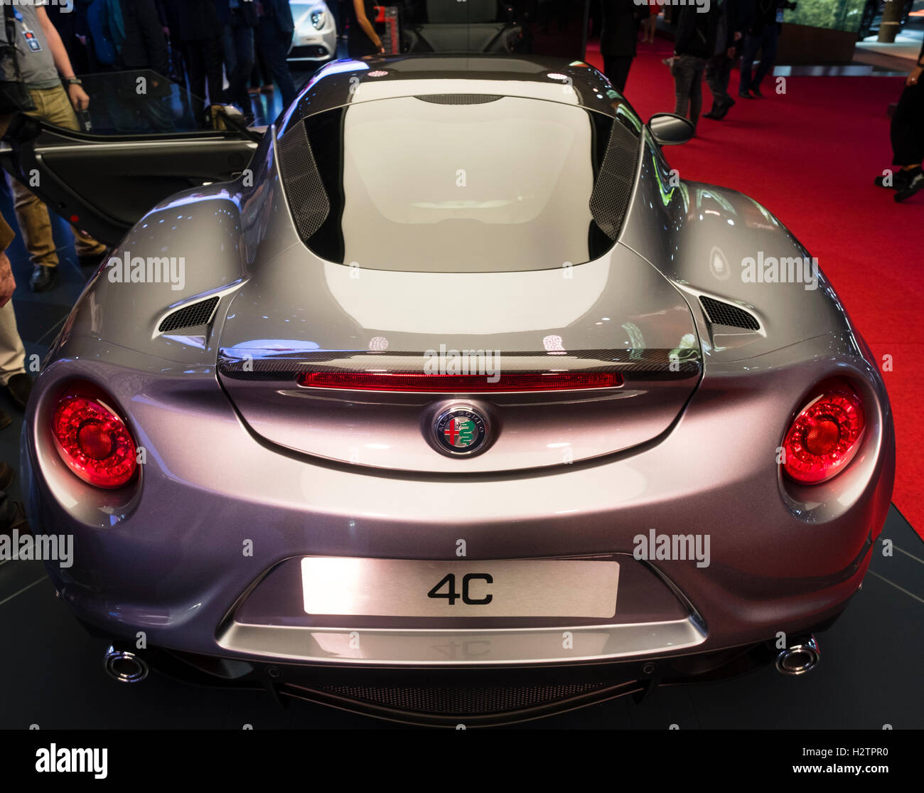 Detail of Alfa Romeo 4C car at Paris Motor Show 2016 Stock Photo