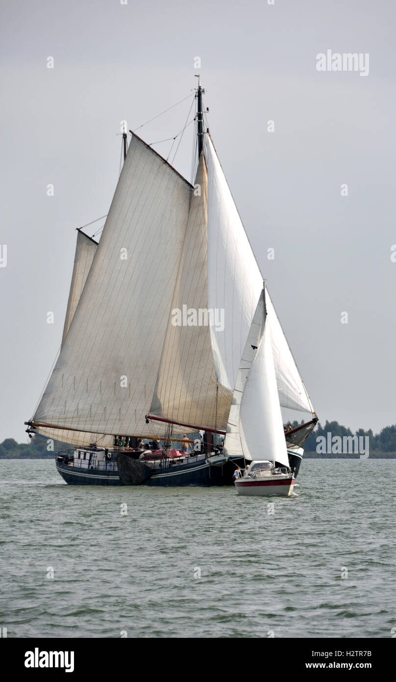 IJsselmeer Lake Sea classic old sailing ship Dutch Netherlands Stock Photo