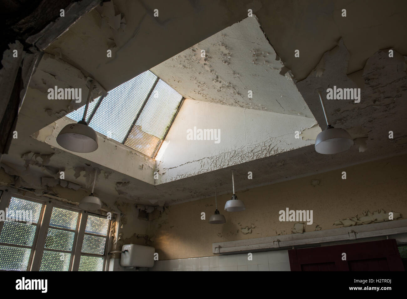 Skylight and ceiling inside Maiden Law Hospital Mortuary, Lanchester Rd, Lanchester, County Durham, UK Stock Photo
