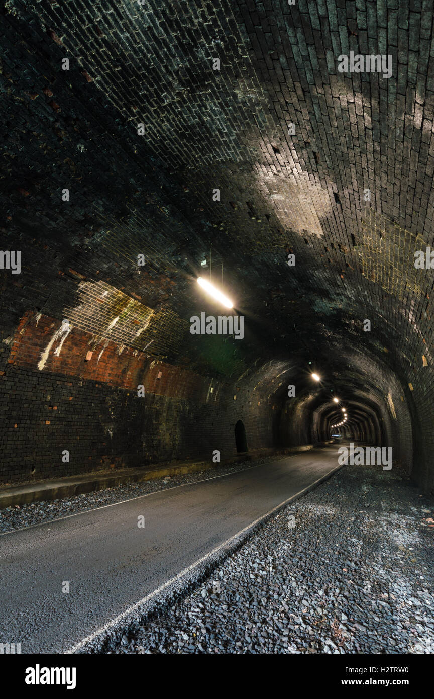 A disused train tunnel, called Monsal Trail Tunnel Stock Photo