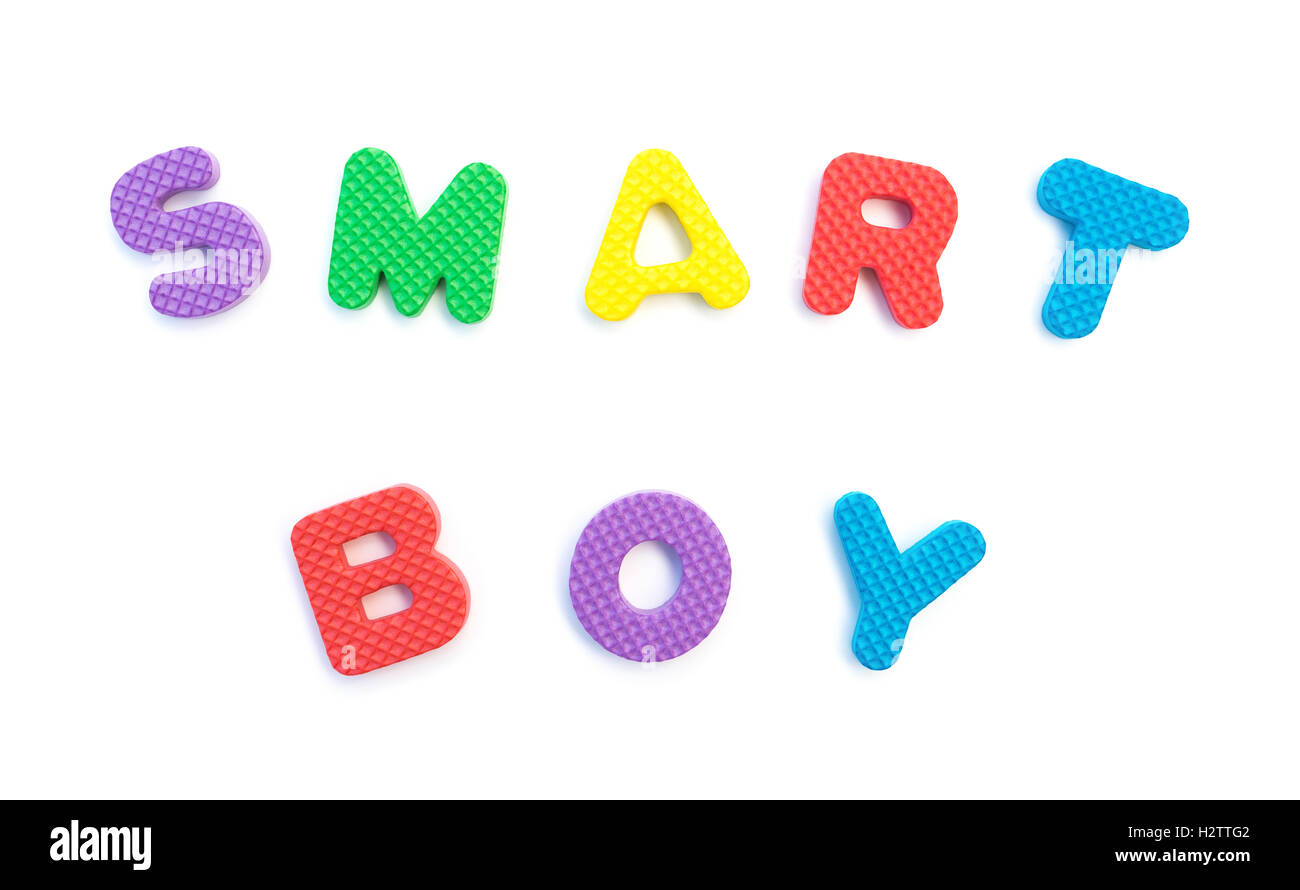 word of smart boy shaped by alphabet puzzles on white Stock Photo - Alamy