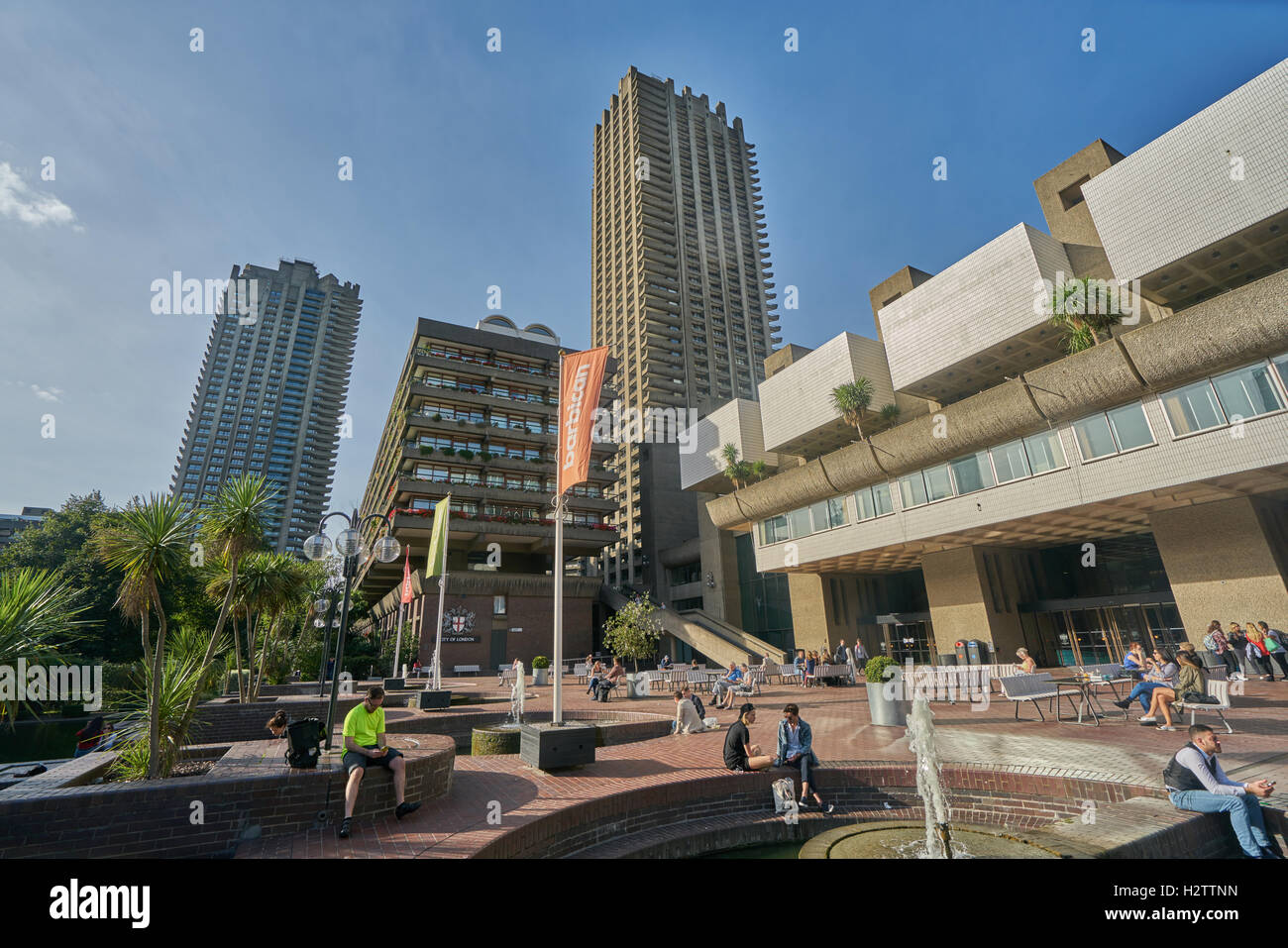 The barbican centre, London.   Modern architecture.   Brutalist.   Concrete buildings. Stock Photo