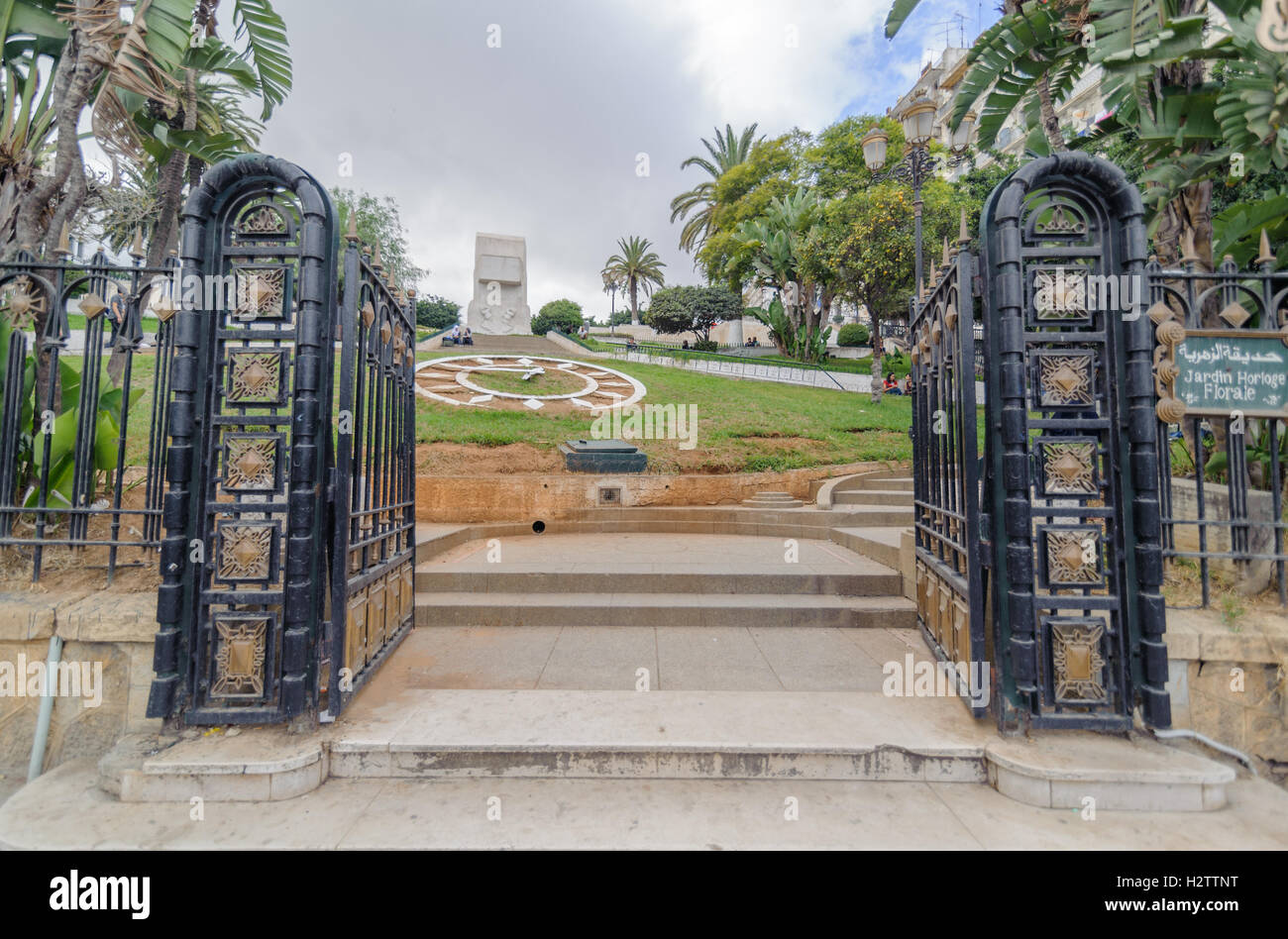 Freedom Boulevard monument in jardin horloge florale park in Algiers Algeria  Stock Photo - Alamy