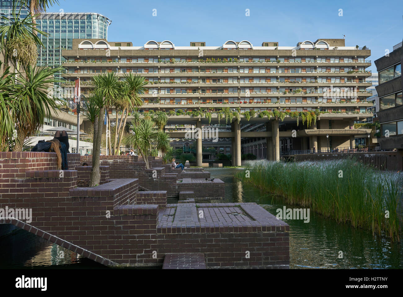 modernist apartments,  barbican flats,  concrete apartment building Stock Photo