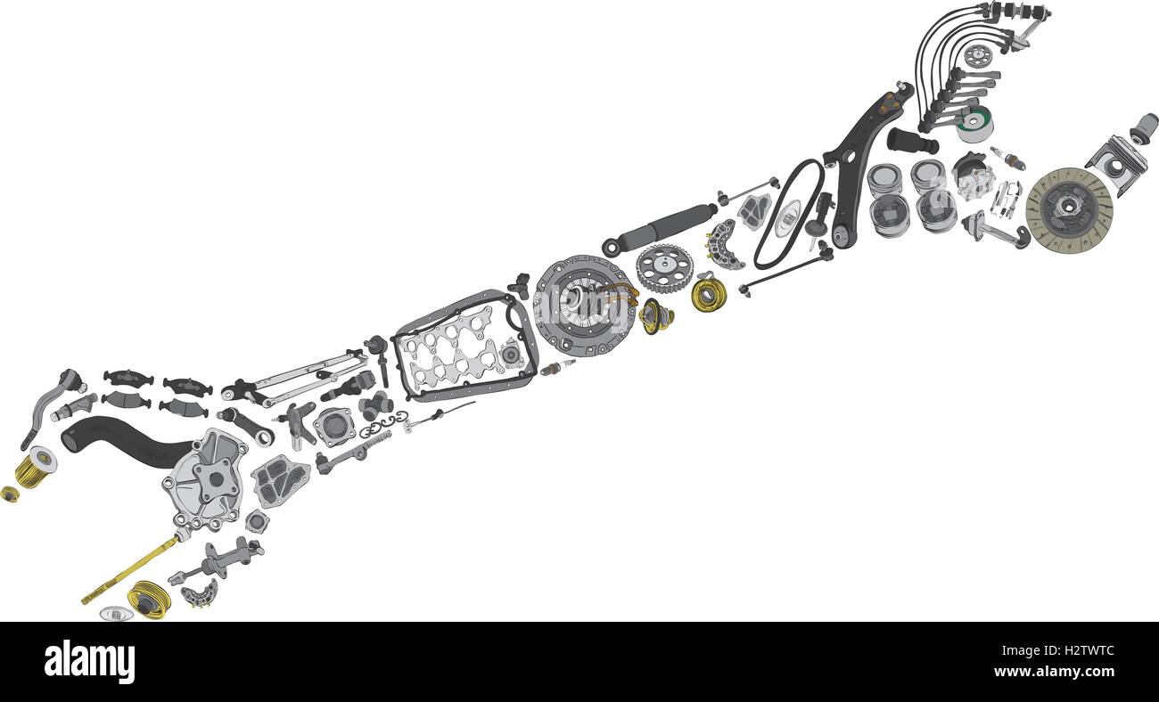 Auto spare parts items in wrench Stock Vector Image & Art Alamy