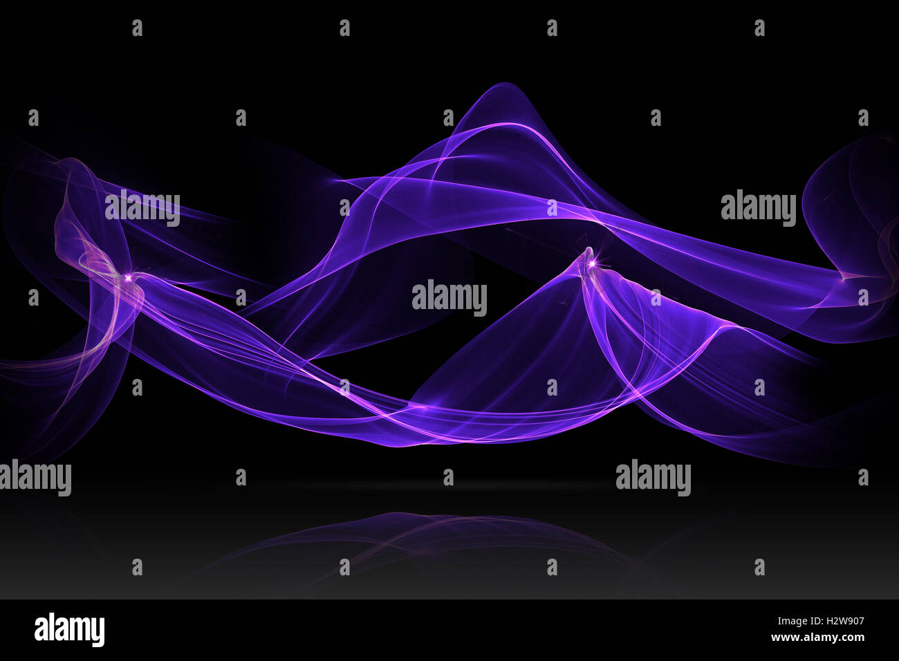 purple or blue abstract wave with reflex on black background Stock ...