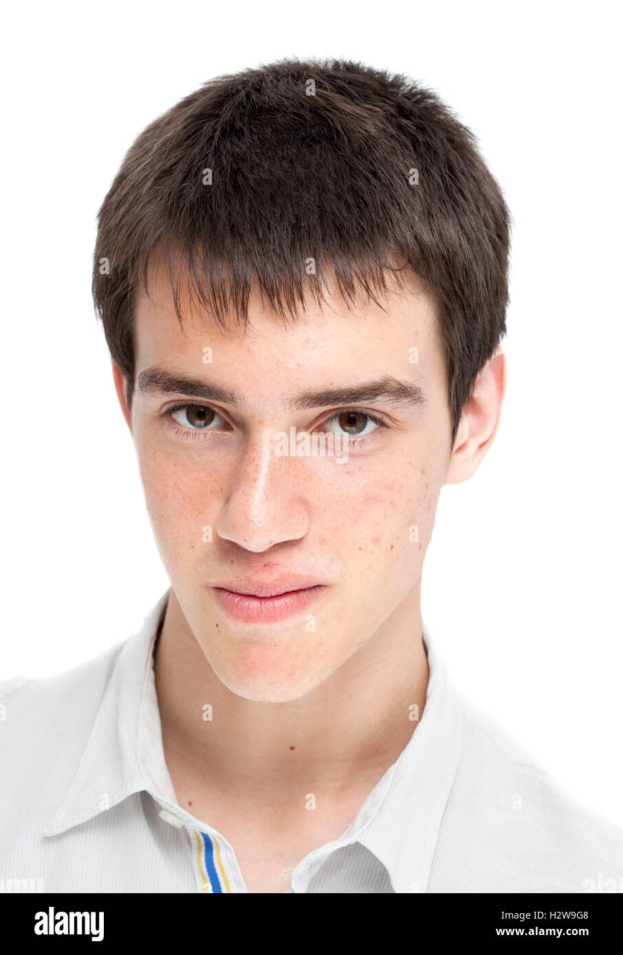 look, and I shaved, too teenage boy after a haircut and a inexpert shave, cut on over upper