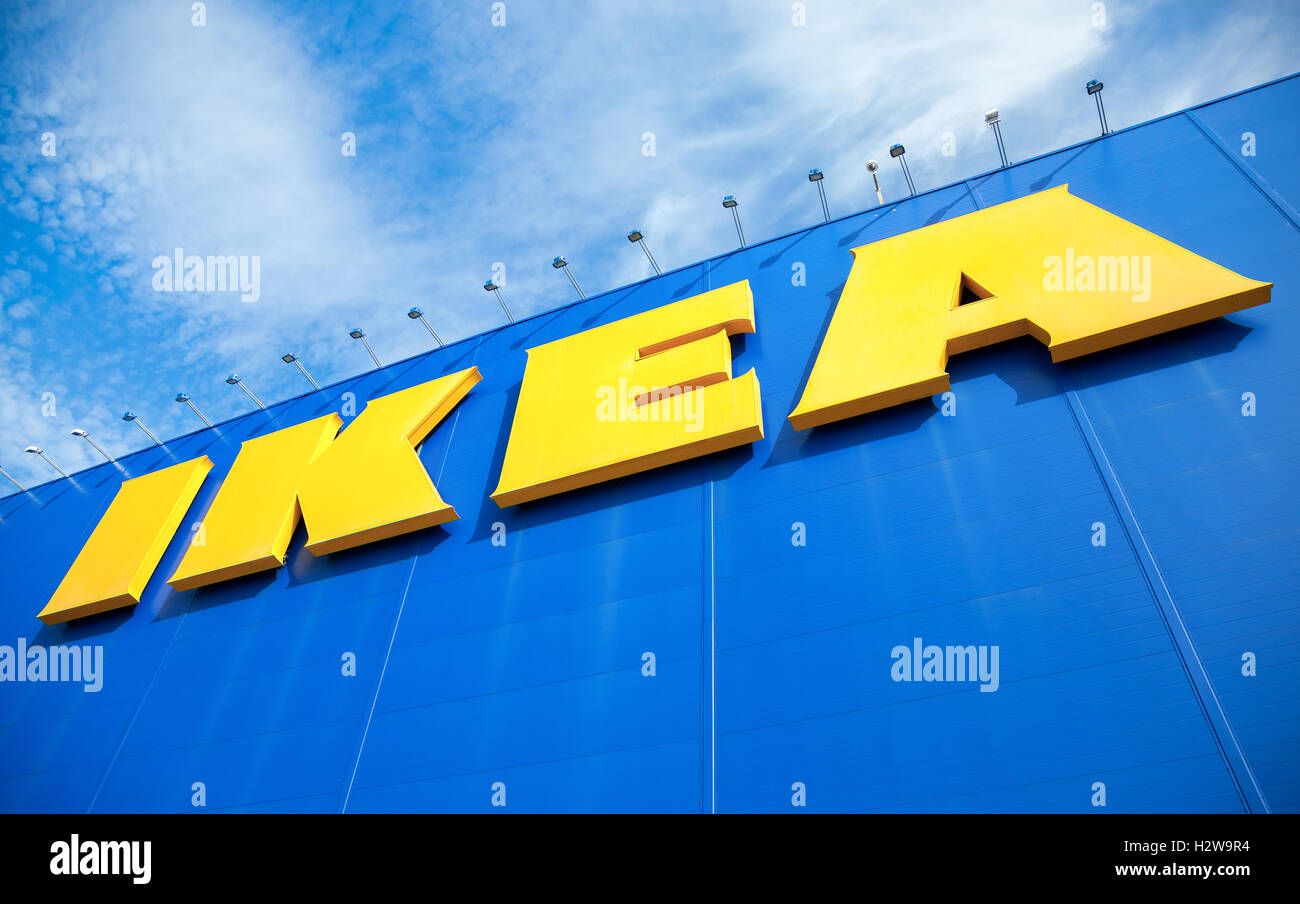 IKEA logo against blue sky. is the world's largest furniture retailer Photo - Alamy