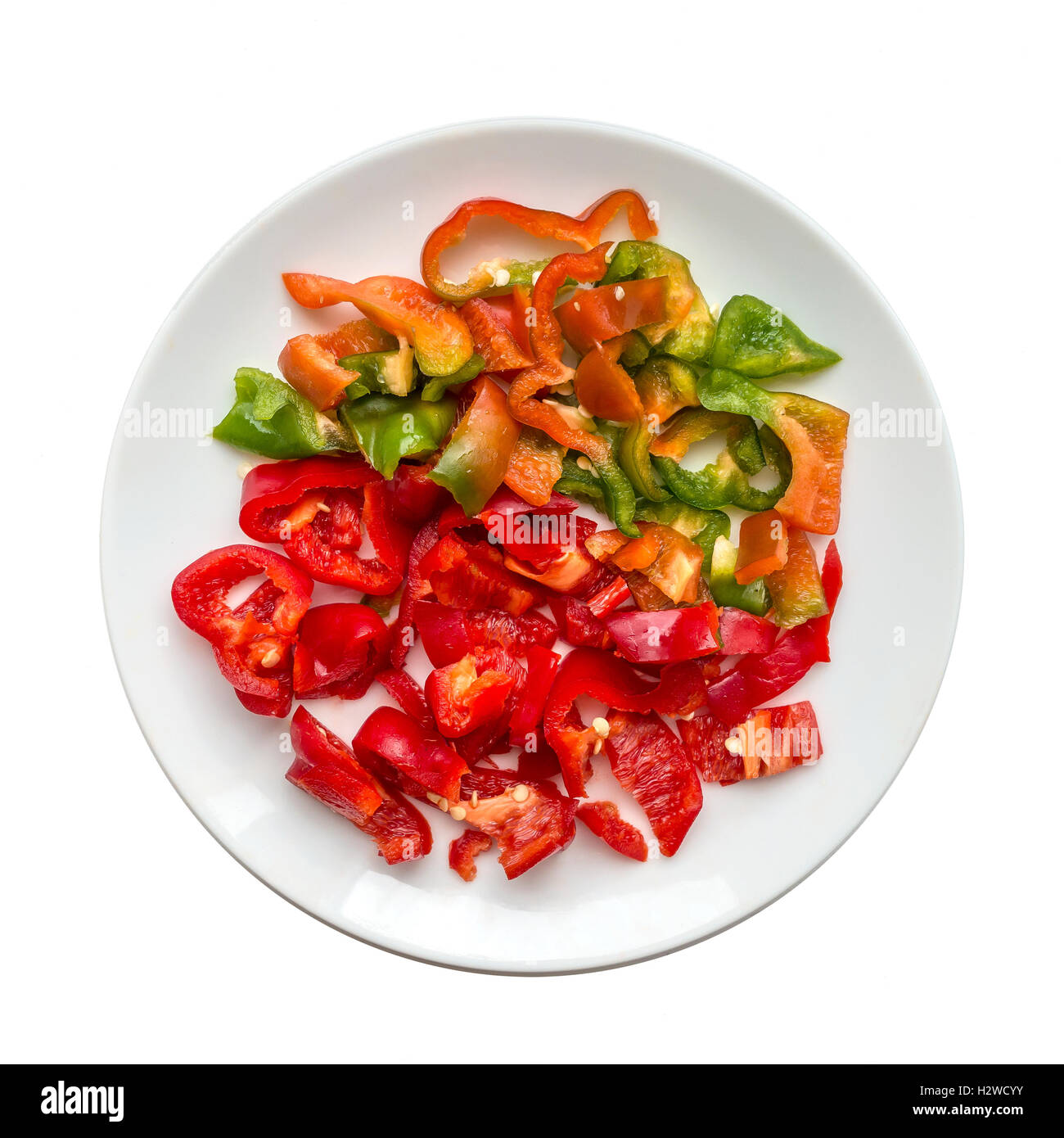 Chopped mixed Red and Green Peppers Stock Photo