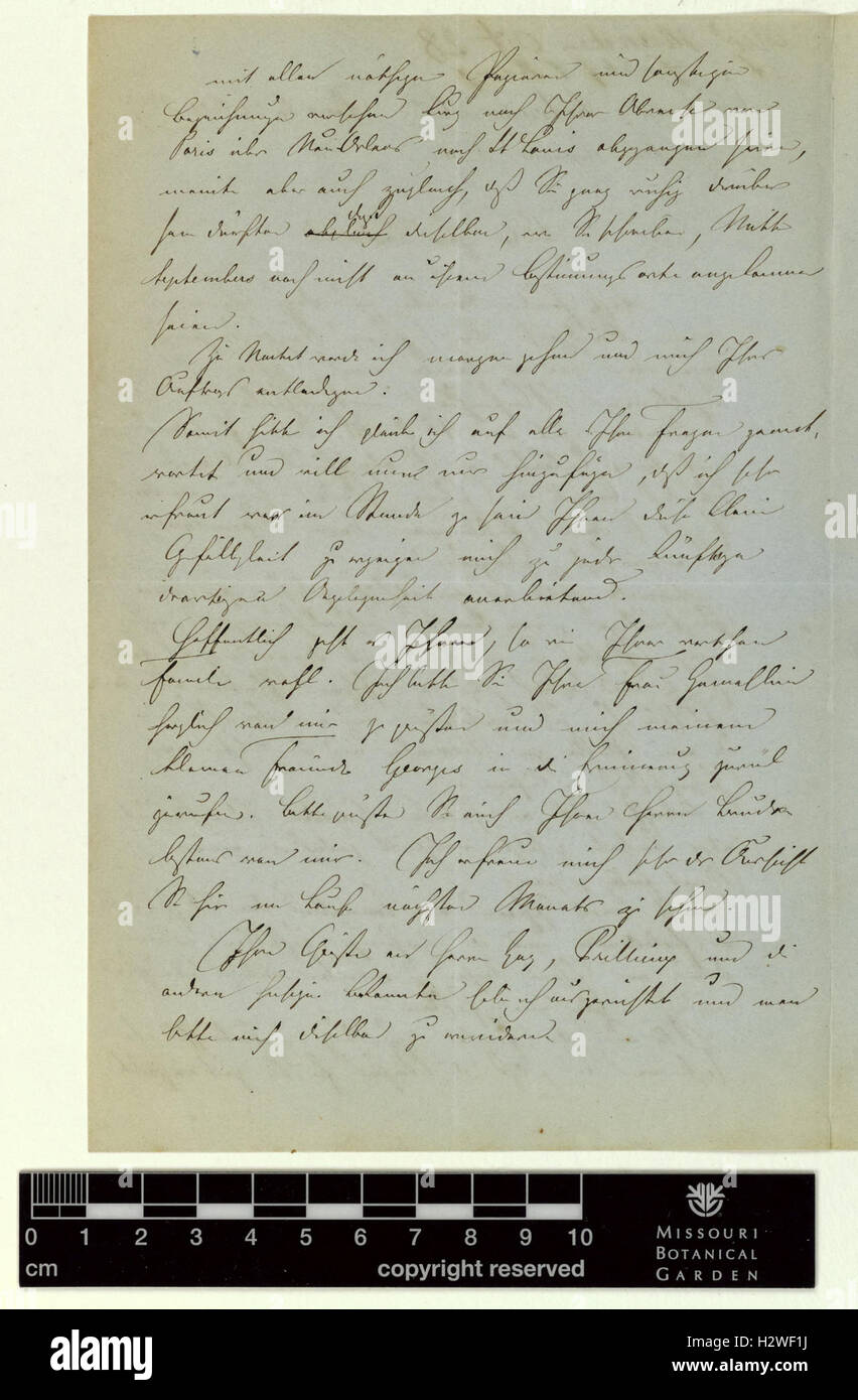 Correspondence - Grönland (Johannes) and Engelmann (George) (Oct 22, 1857 (1) verso) BHL434 Stock Photo