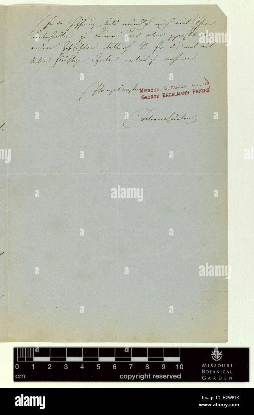 Correspondence - Grönland (Johannes) and Engelmann (George) (Oct 22, 1857 (2)) BHL434 Stock Photo