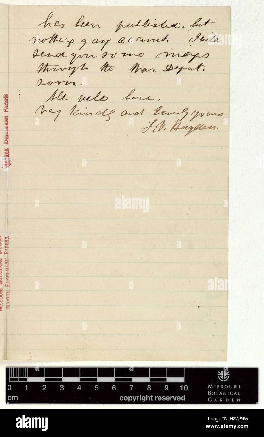 Correspondence - Hayden (Ferdinand) and Engelmann (George) (Feb 14, 1859 (2)) BHL435 Stock Photo
