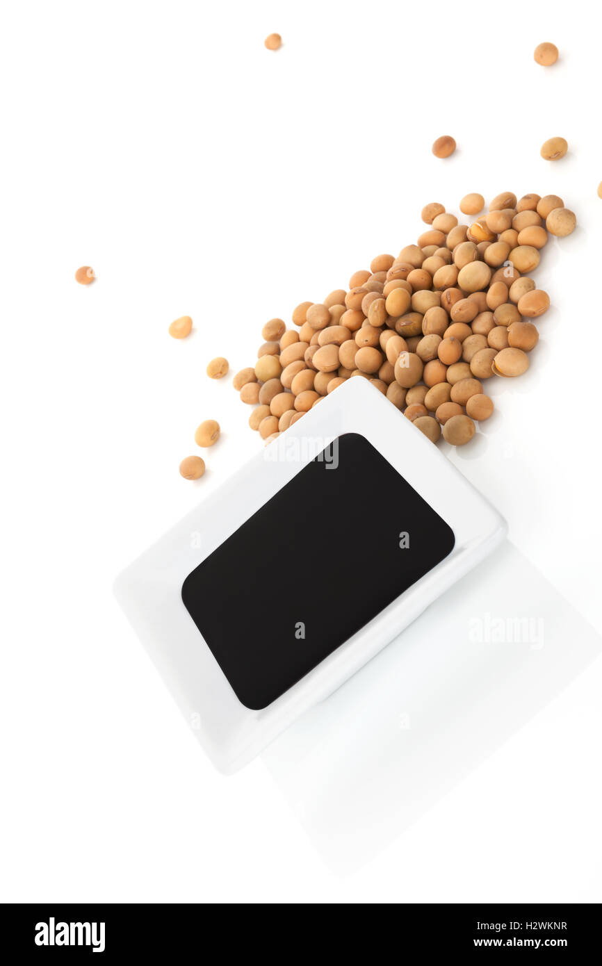 Soy sauce and soybeans Stock Photo Alamy
