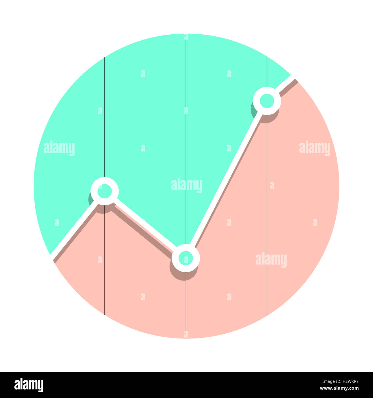 Statistics market graph icon flat style. Statistics graph and infographics, statistic logo. Vector illustration Stock Photo