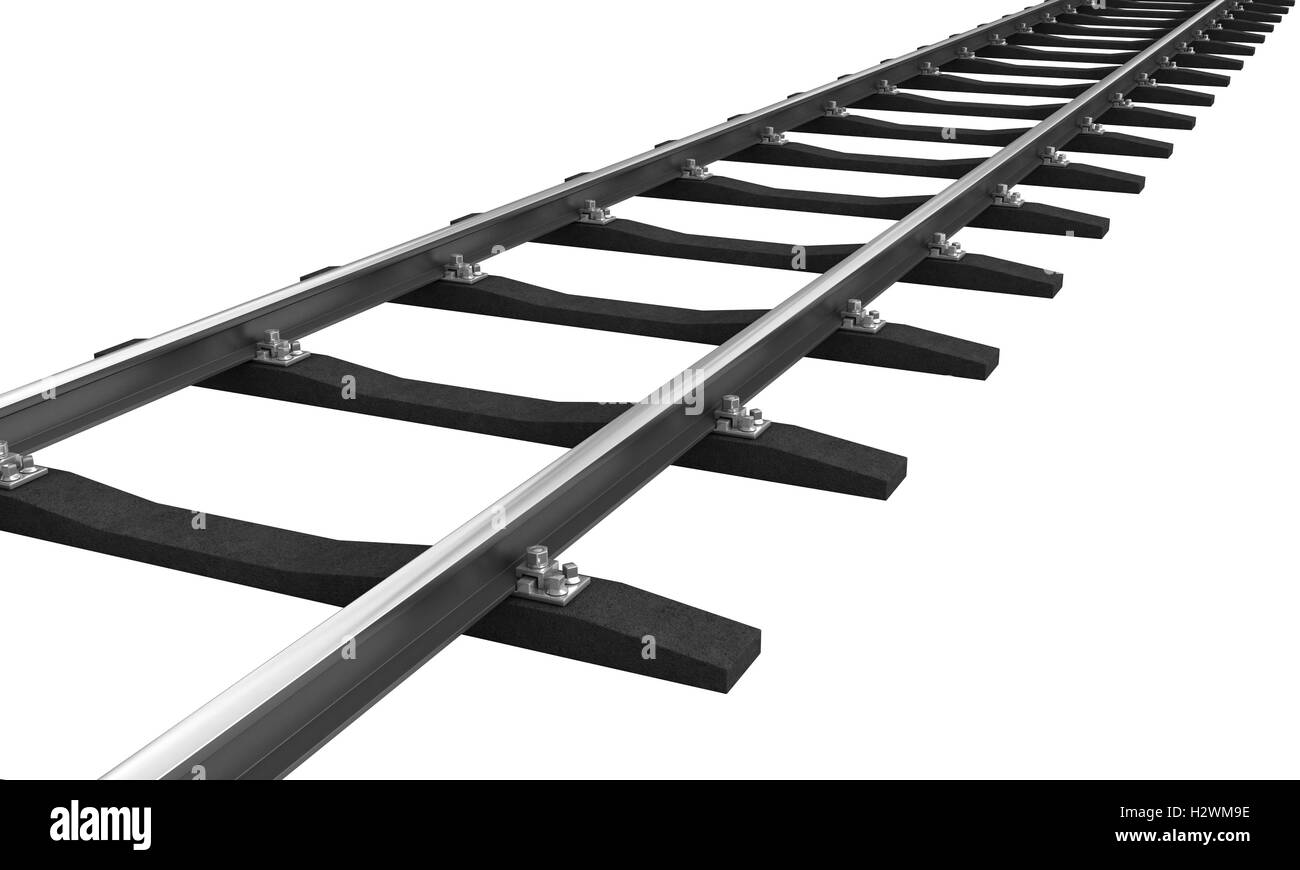 3d rendering of train rail isolated over white background Stock Photo