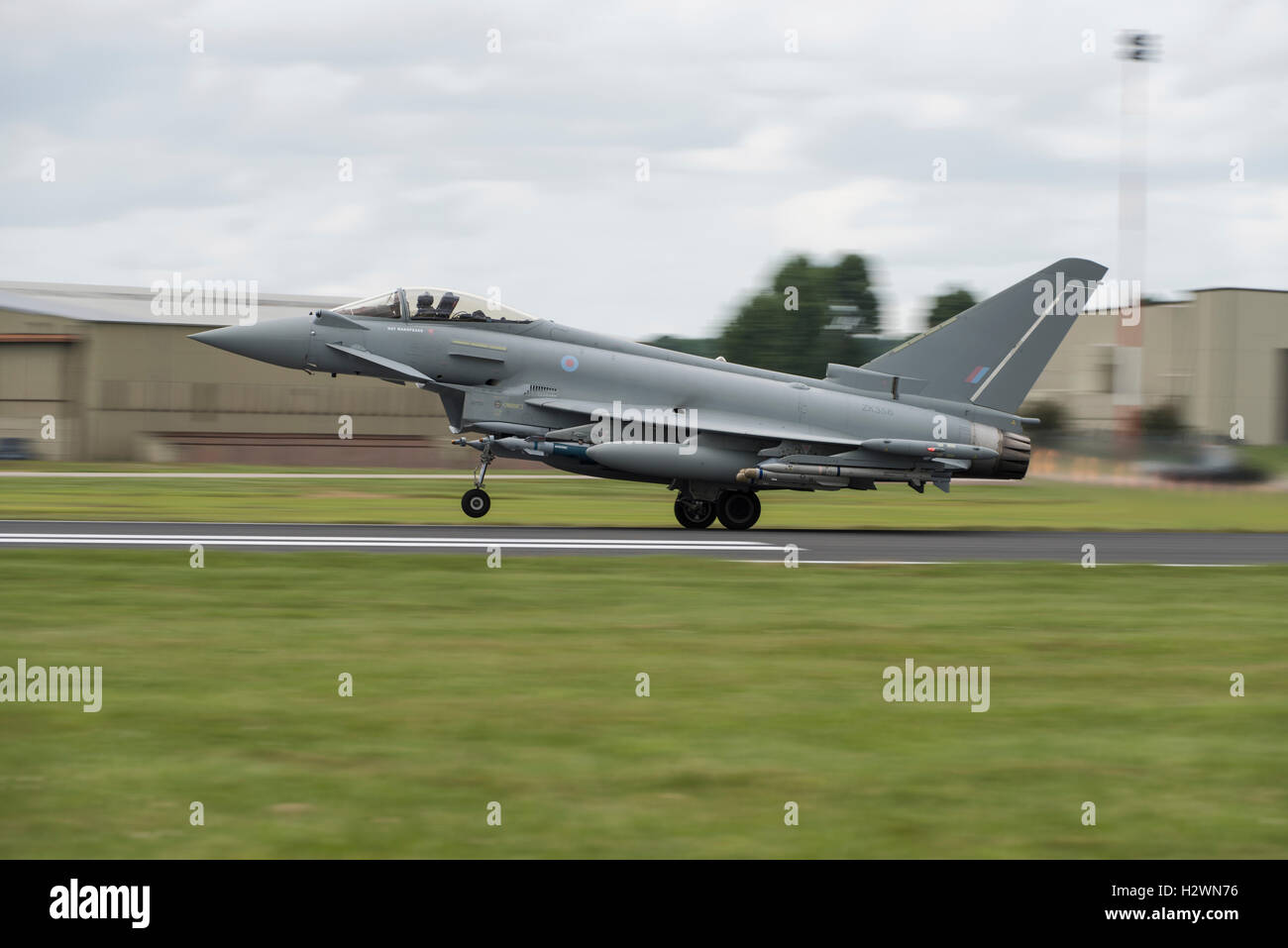 BAE Systems Eurofighter Typhoon FGR4 takes off to to display at the 2016 Royal International Air Tattoo. Stock Photo