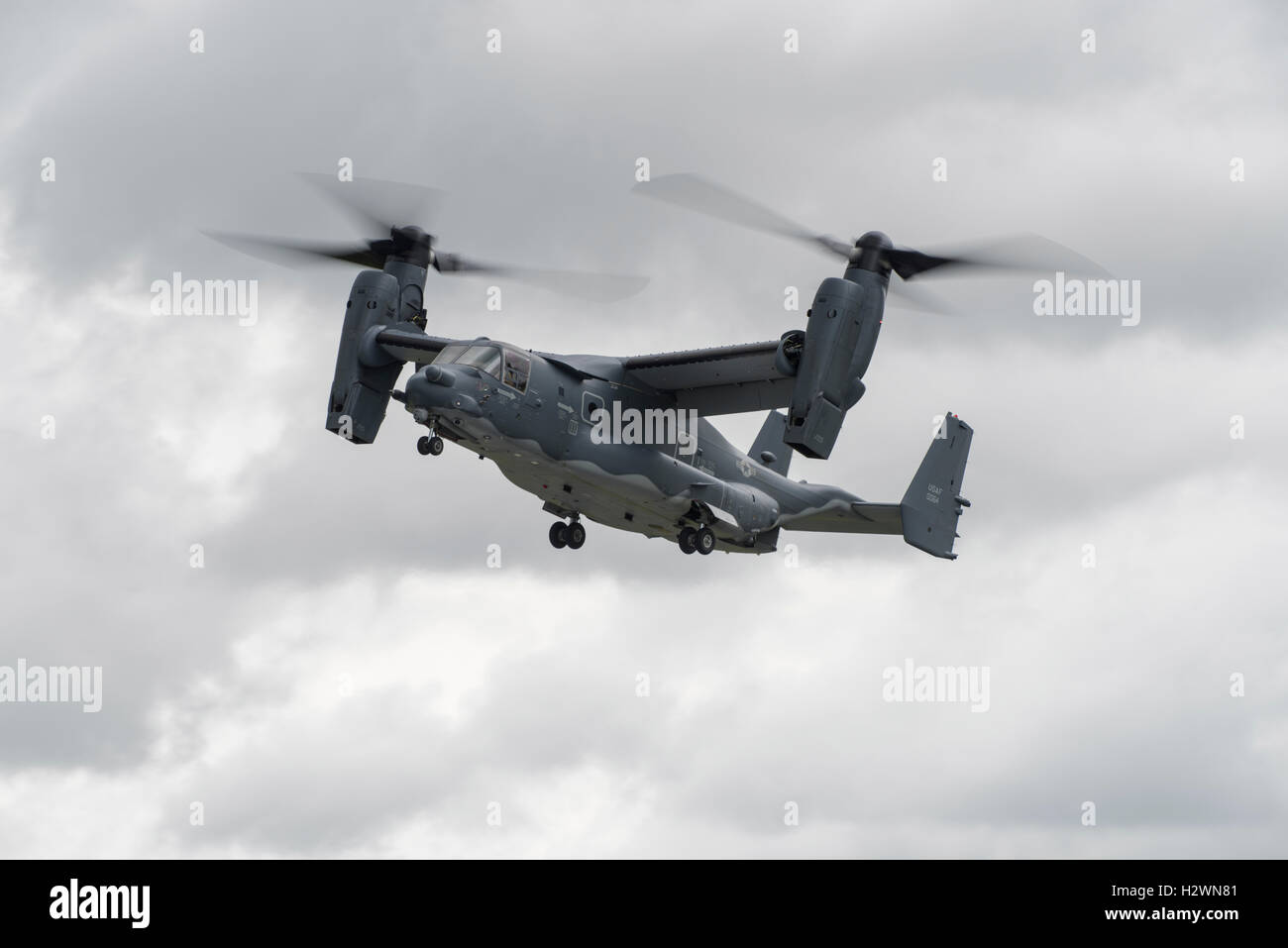 Bell Boeing CV-22 Osprey Military Tilt Rotor aircraft put on an impressive display at the 2016 RIAT Stock Photo