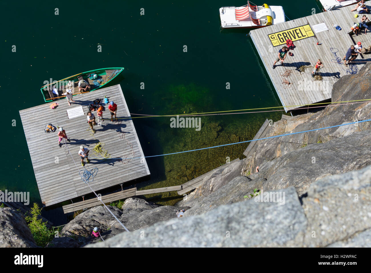 Millstätter See, Lake Millstatt: climbers at Lake Millstatt, , Kärnten, Carinthia, Austria Stock Photo