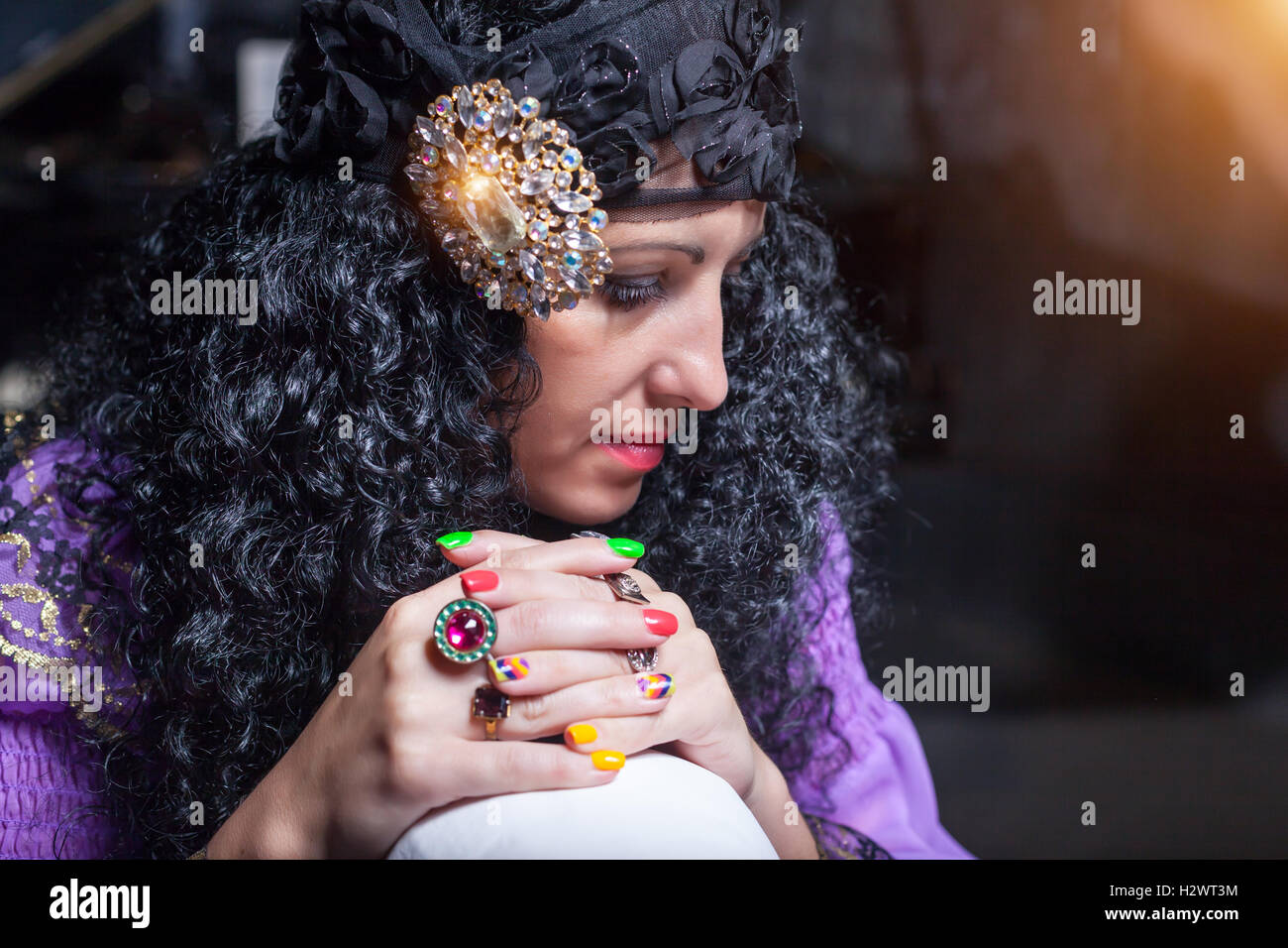 Sorceress telling fortunes Stock Photo