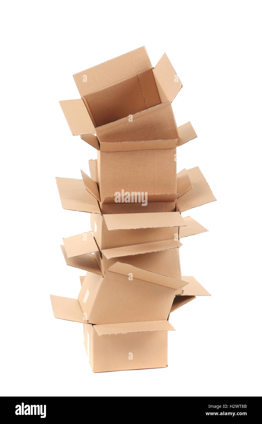 Stack of opened cardboard boxes Stock Photo - Alamy