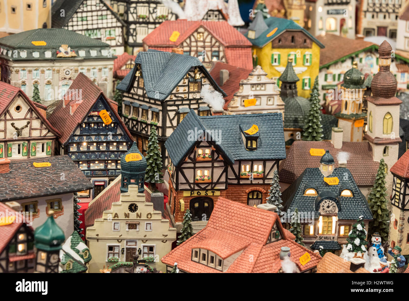 A selection of Bavarian model houses on sale at the Nuremberg Christmas