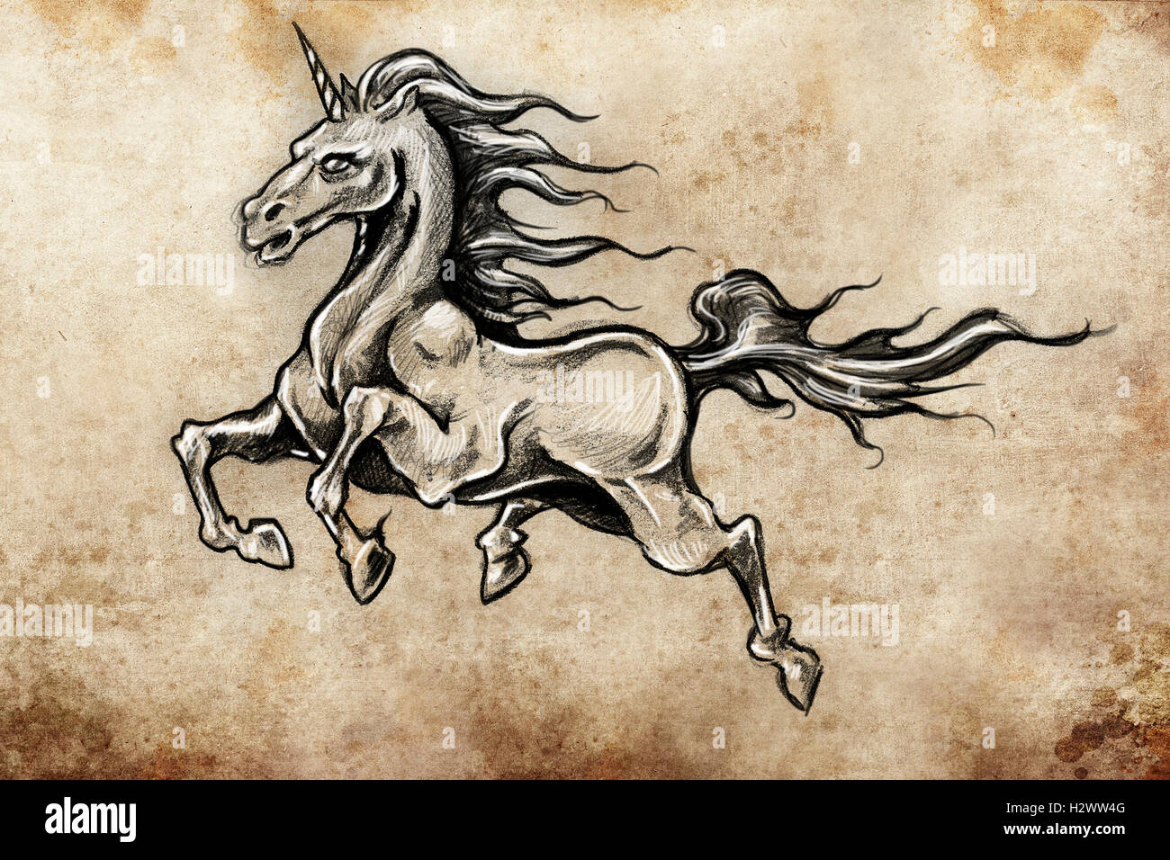 Unicorn tattoo hi-res stock photography and images - Alamy