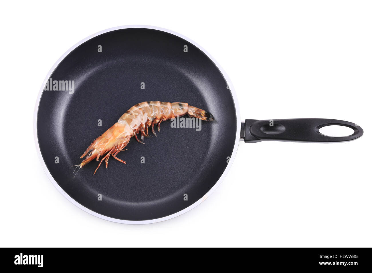 Raw shrimp on frying pan Stock Photo Alamy