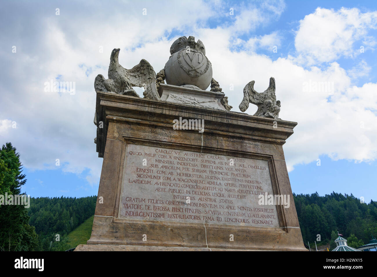 Spital am Semmering: Ereignisdenkmal, Carolus memorial at pass Semmering, , Steiermark, Styria, Austria Stock Photo