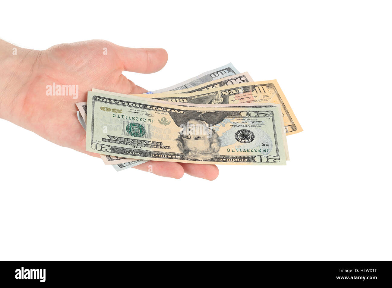 Hand woman showing payment Cut Out Stock Images & Pictures - Alamy