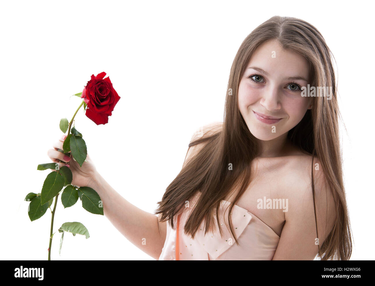 portrait of a young girl with a rose 3 Stock Photo - Alamy