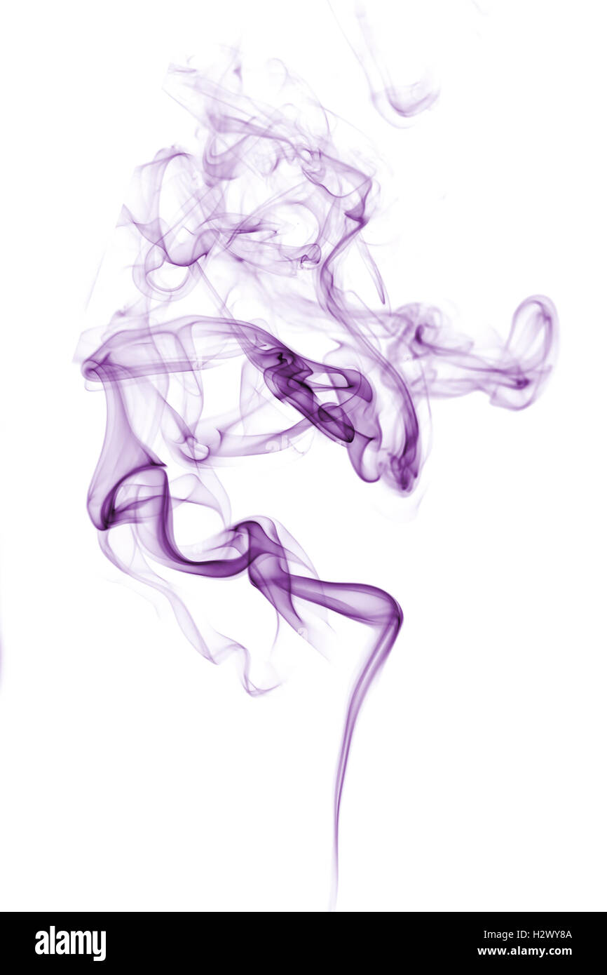 Purple smoke isolated on white Stock Photo - Alamy