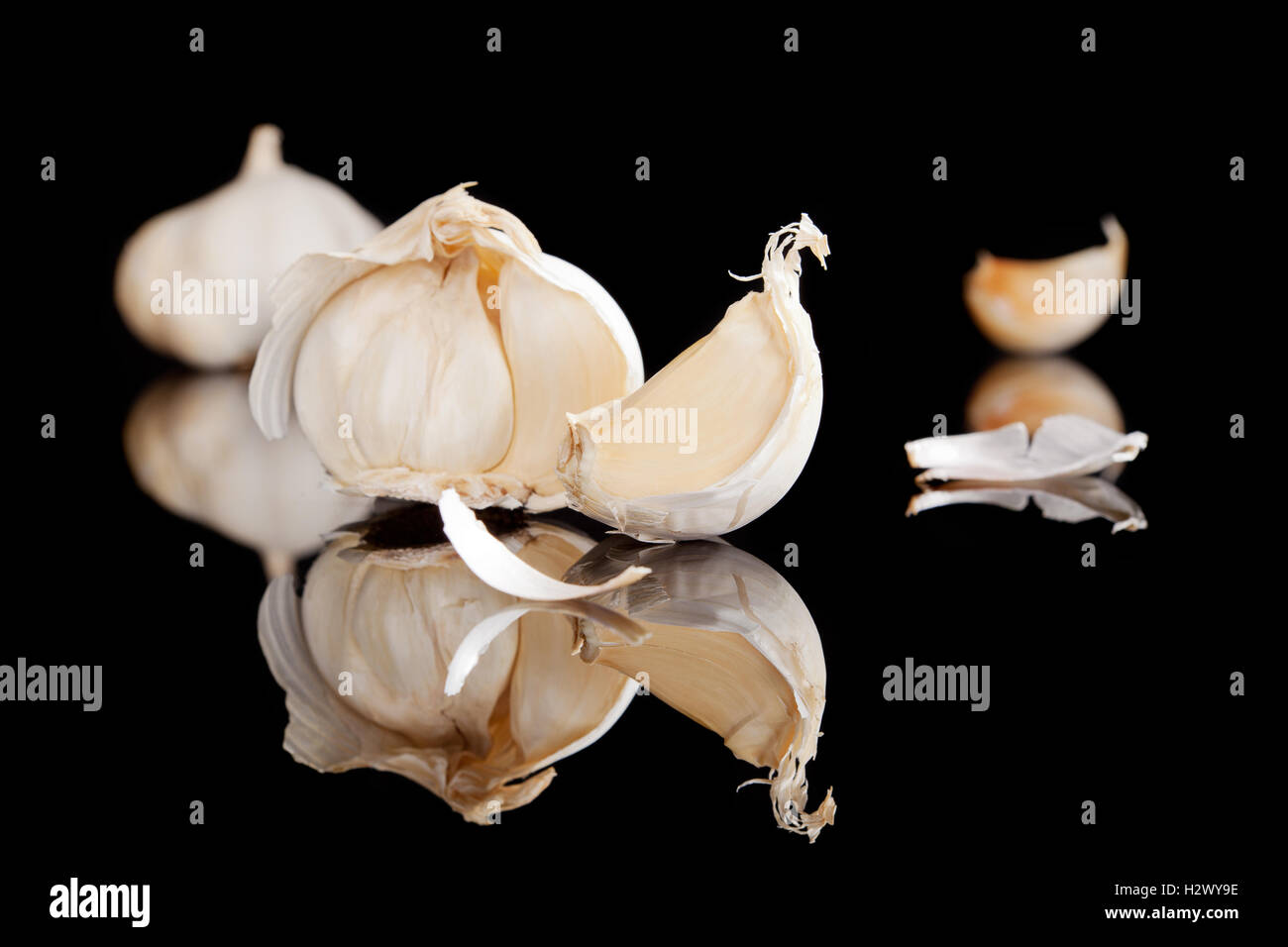 Garlic isolated on black background Stock Photo - Alamy