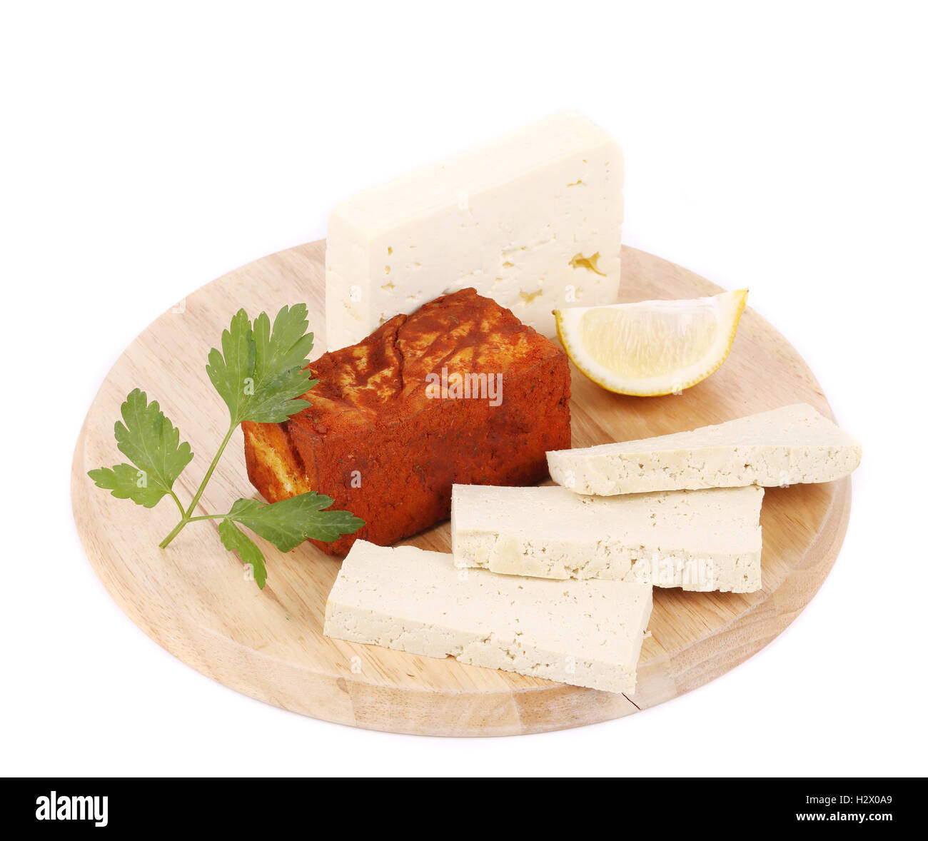 Tofu cheese on platter Stock Photo Alamy