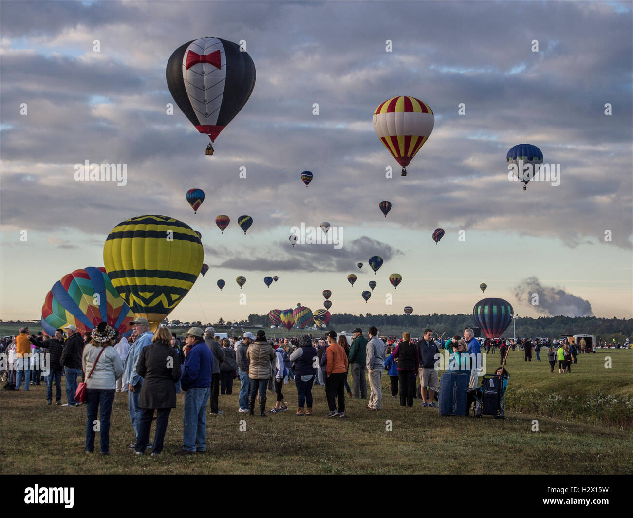 Hot air balloon launch at Adirondack Balloon Festival Stock Photo Alamy