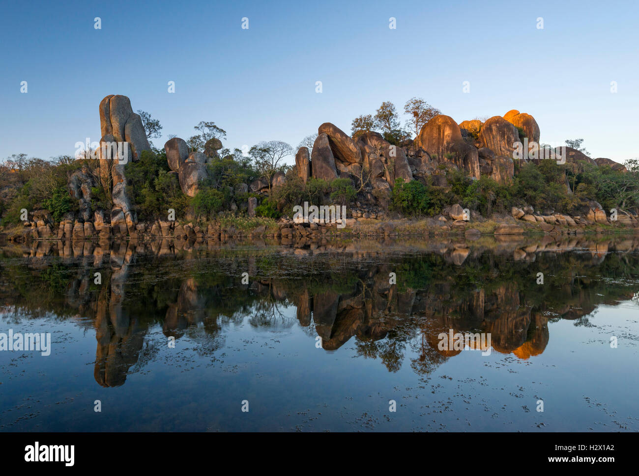 balancing rocks sunset landscape Africa Matobo red Stock Photo - Alamy