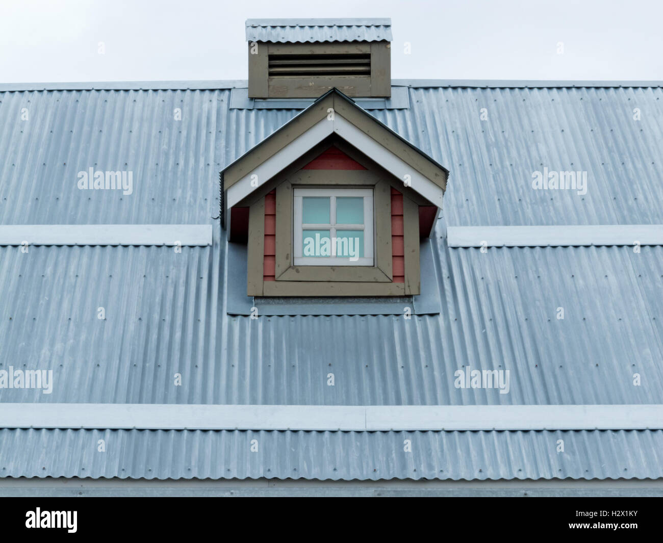 Metal Roof Small Dormer Window Architecture Detail Stock Photo