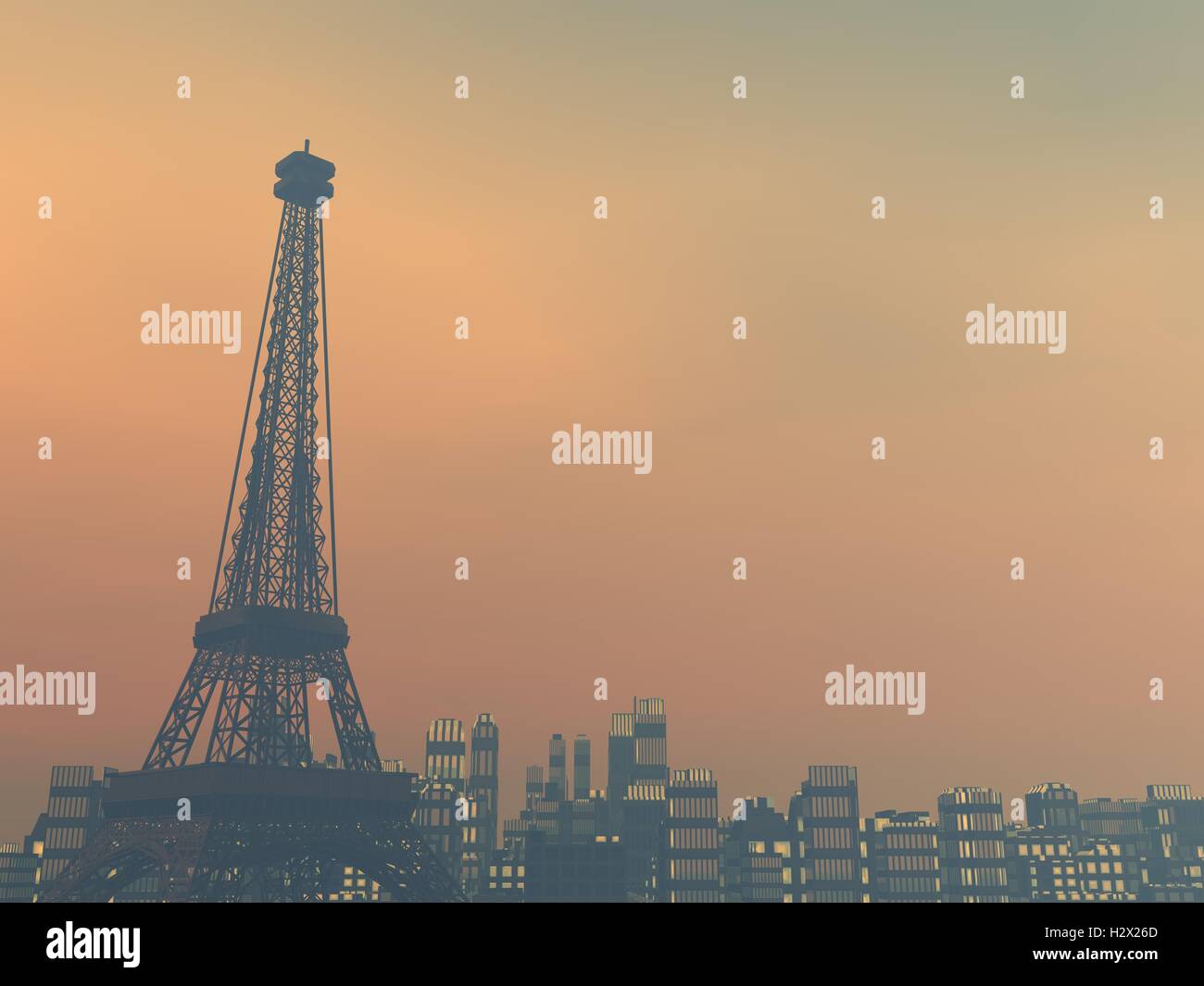 Pollution in Paris, France - 3D render Stock Photo