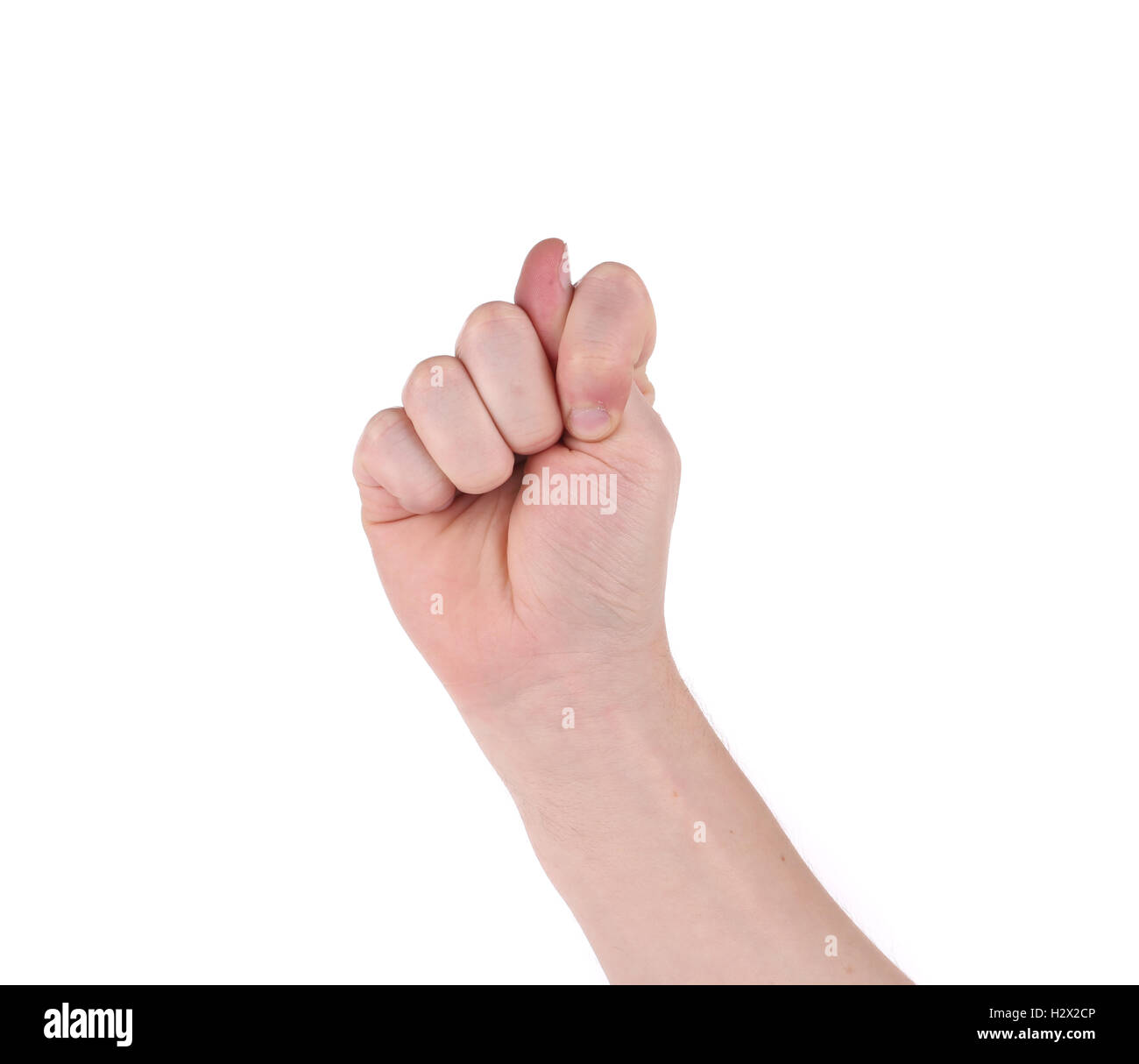 Man's hand shows fig shape gesture Stock Photo - Alamy