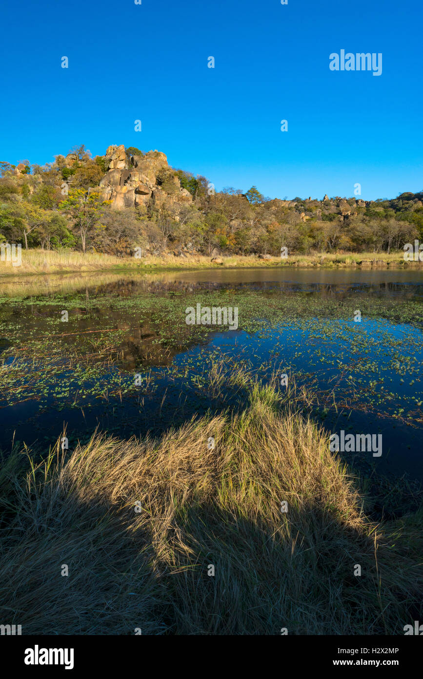 Mpopoma dam Matobo National Park balancing rocks Stock Photo - Alamy