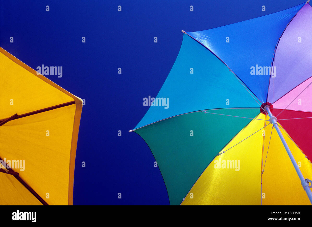 Multi-Colored umbrellas with blue sky Stock Photo - Alamy