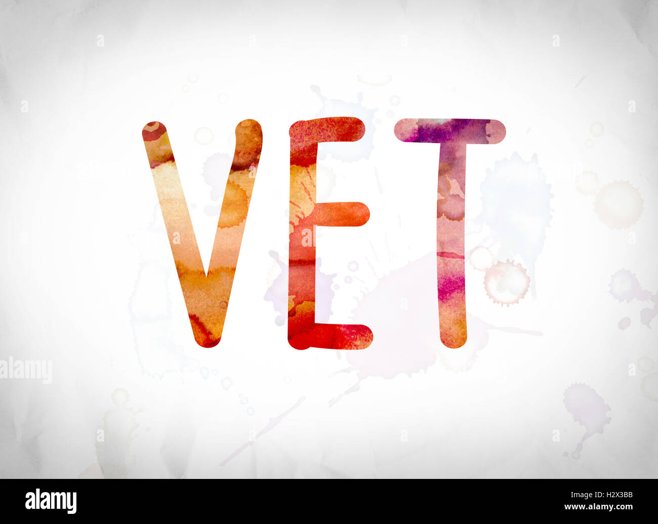 The word "Vet" written in watercolor washes over a white paper