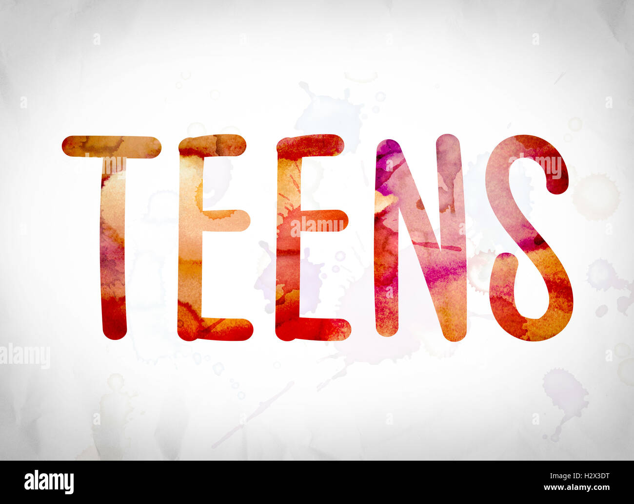 The word "Teens" written in watercolor washes over a white paper
