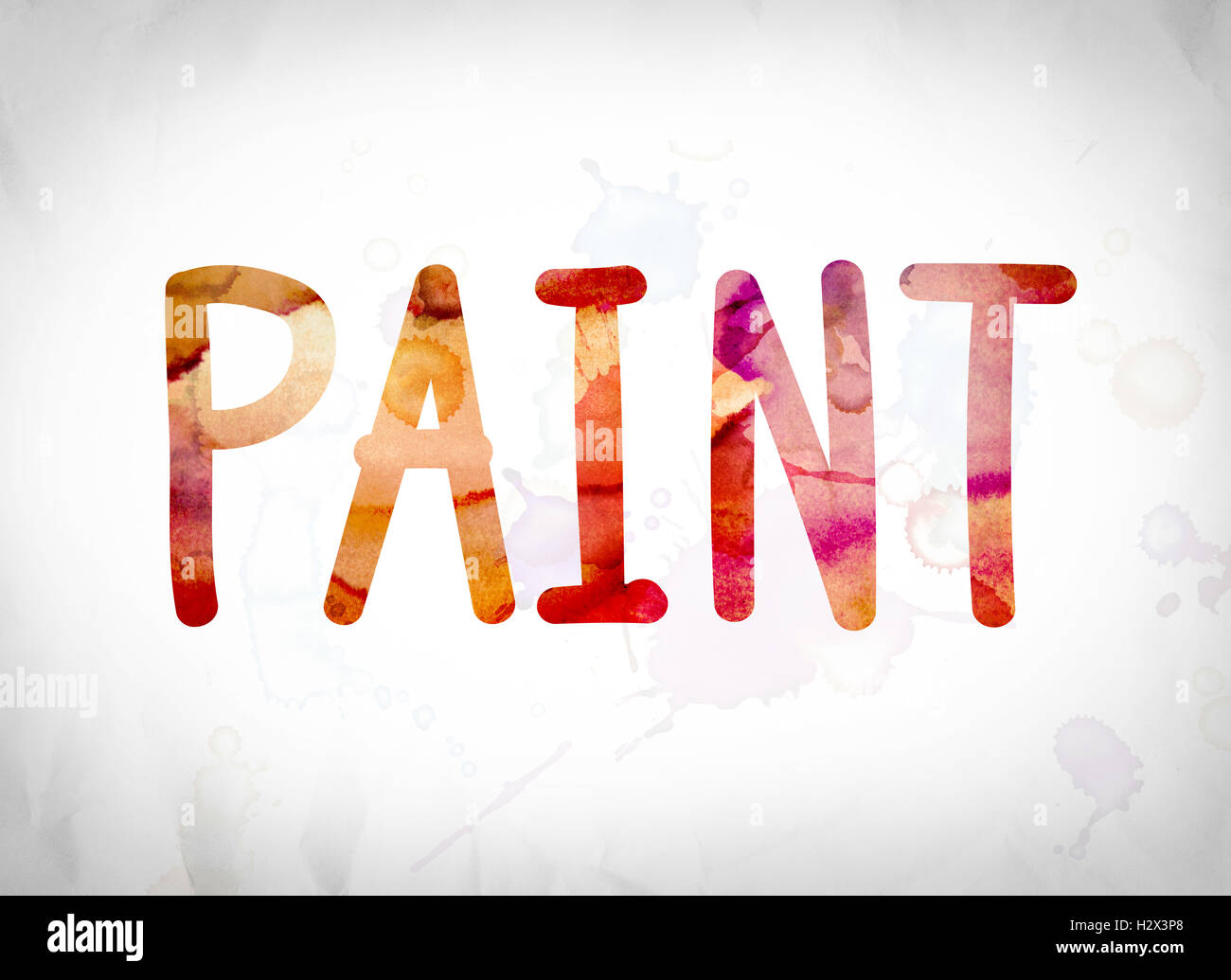 The word "Paint" written in watercolor washes over a white paper