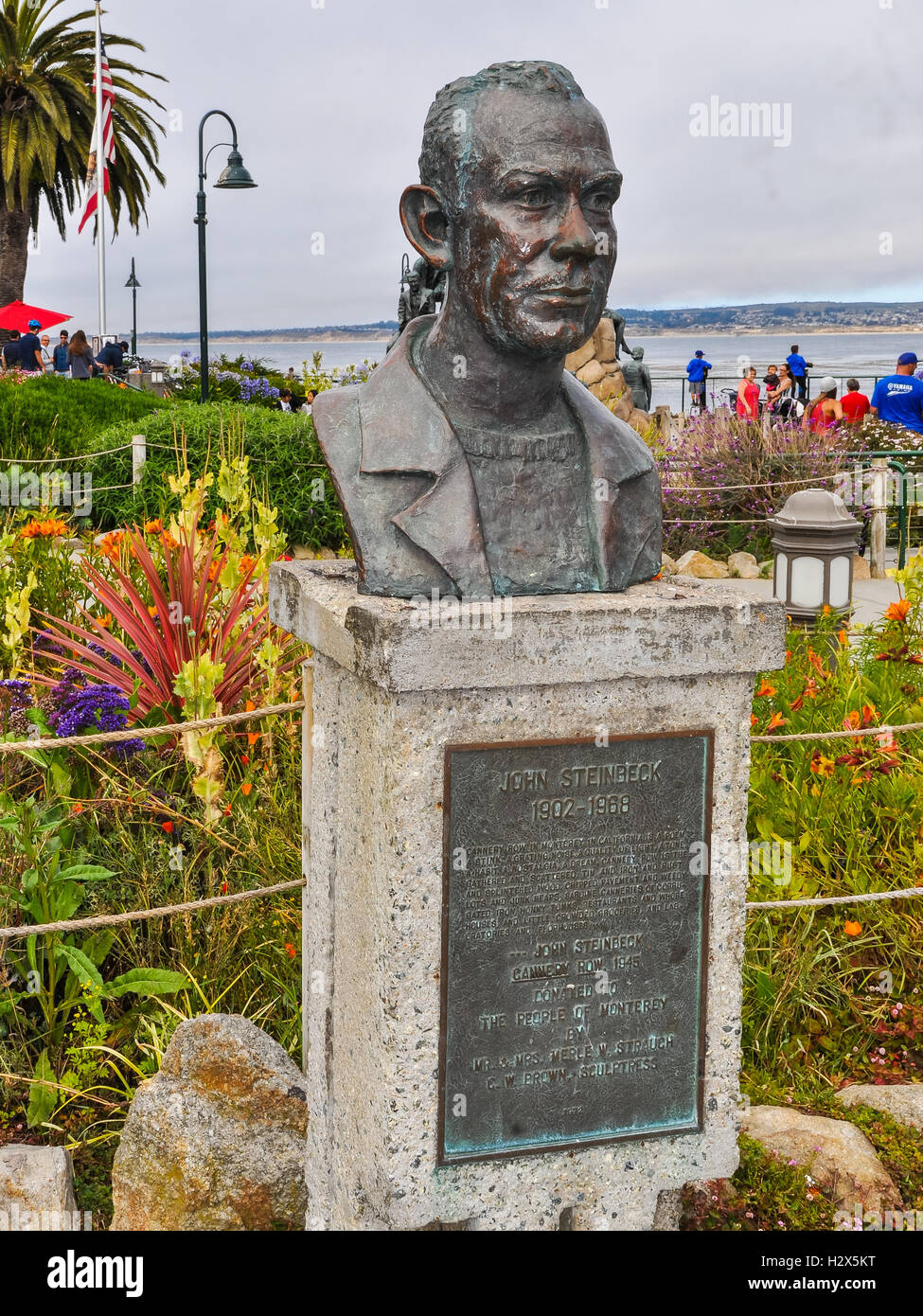 Monterey, CA, USA - Jul. 9, 2016: Bust of John Steinbeck. He won the 1940 Pulitzer Prize and the 1962 Nobel Prize in Literature. Stock Photo
